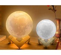 Knight Moon Lamp - Touch Control, Adjustable Brightness & Colour Changing from White to Yellow, Mood Lighting for Bedroom, 3D Lunar Lamp (15x15x17.5 cm)