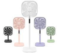 Knight New Square 2-in-1 Pedestal & Desk Fan | Matt White Stand Fan with Remote Control & Timer | 3 Speed Settings, 9-Blade Turbo Wind with Oscillation | Easy Assembly - Patented Design