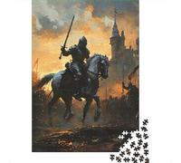 Knight on Horse 1000 Pc Cardboard DIY Medieval Battle Scene Jigsaw, Challenging Puzzle Adults/Teens, Stress Relief, Vibrant Colours & Indoor Leisure 52x38cm/1000pcs