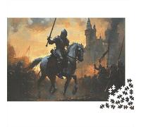 Knight on Horse 1000 Pc Cardboard DIY Medieval Battle Scene Jigsaw, Concentration Training Teens, Stress Relief, Vibrant Colours & After-School Fun 38x26cm/1000pcs