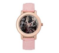 Knight on Horse Casual Women's Watch Slim Analog Display Quartz Wrist Watches with Leather Strap