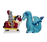 Knight on Horse & Dragon Ceramic Salt and Pepper Shakers Set