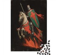 Knight on HorseJigsaw Puzzles 1000 Pieces for Adults Puzzle Educational GamesRed And Green Shield