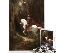 Knight on White Horse in Forest 1000 Piece Jigsaw Puzzles Strengthen Cognitive Ability And Skill Soothing Serene Leisure Play (38x52cm)