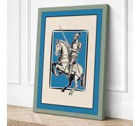 Knight on White Horse Vintage Canvas Wall Art Print 36x24 Inch (91 x 61 cm)