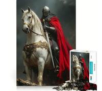 Knight on White Horse with Red Cape 1000 Piece Jigsaw Puzzles for Teenagers Jigsaw Brain Gain Sharp Edge Family Game Game Night (38x52cm)