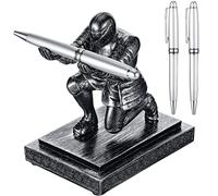 Knight Pen Holder with 2 Pens Resin Desk Organizers and Accessories Funny Executive Pen Stand Fancy Cool Office Gadgets Cool Desk Decorations for Men Home Office Supplies Holiday Present