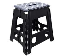 KNIGHT Plastic Folding Step Stool, Strong Heavy Duty Skid Resistant Stool for Kids and Adults, Assorted Colours, H39 x L29 x W22 CM (Grey)
