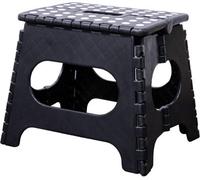 Knight Plastic Folding Step Stool, Strong Heavy Duty Skid Resistant Stool For Kids And Adults, H29 X L27 X W22Cm - Black