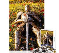 Knight Resting in A Flower Field Jigsaw for Teenagers 1000 Pieces Improve Mental Performance Effectively Gentle Relaxing Leisure Game (38X26cm)