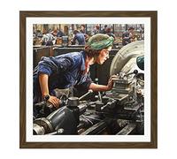 Knight Ruby Loftus Screwing Breech WWII War Painting Square Wooden Framed Wall Art Print Picture 16X16 Inch