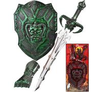 Electoys Knight Weapon Set for Kids Role Play Costume Accessories Fantasy Sword Shield Gauntlet Imaginative Dress Up Safe Plastic Toy Armour for Children