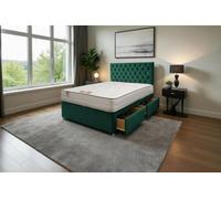 Knight Sleep Athens Emarald Plush 3Ft Bed Set With Mattress, 2 Drawers Same Side & 24"headboard - Single