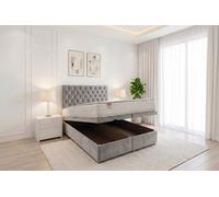 Knight Sleep Athens End Opening Ottoman Bed Silver Plush 4Ft6 With Mattress & 24"headboard - Double