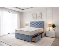 Knight Sleep Athens Sky Plush 4Ft6 Bed Set With Mattress, 2 Drawers Same Side & 24"headboard - Double