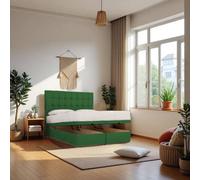 Knight Sleep Cubed End Opening Ottoman Bed With Mattress & 24" Headboard in Emerald | Size: Double