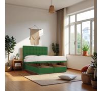 Knight Sleep Cubed End Opening Ottoman Bed With Mattress & 24" Headboard in Emerald | Size: Super King Knight Sleep Emerald Super King