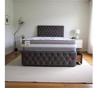 Knight Sleep Delaware Charcoal Plush 3Ft Princess Sprung Divan Bed Set With Mattress, 2 Drawers & Headboard- Single