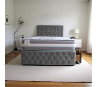 Knight Sleep Delaware Silver Plush 3Ft Princess Sprung Divan Bed Set With Mattress, 2 Drawers & Headboard- Single