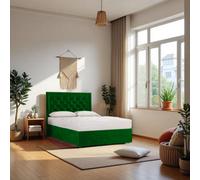 Knight Sleep Ellis Emerald Plush 6Ft Bed Set With Mattress, 2 Drawers Same Side & 24"headboard - Super King