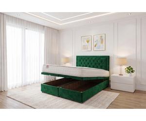 Knight Sleep Ellis Ottoman Bed Emerald Plush 5Ft With Mattress & 24"headboard - King