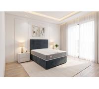Knight Sleep Emily Charcoal Plush 3Ft Bed Set With Orthopaedic Mattress, No Drawers & 24"headboard - Single