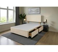 Knight Sleep Emily Cream Plush 5Ft Divan Bed Base With 2 Drawers & Headboard - King Size