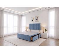Knight Sleep Emily Divan Bed Base 2 Drawers And Headboard In Light Blue Light Blue
