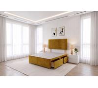 Knight Sleep Emily Divan Bed Base 2 Drawers And Headboard In Mustard Mustard