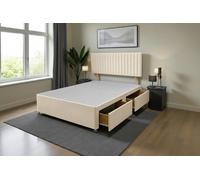 Knight Sleep Emily Divan Bed Base 2 Drawers & Headboard in Cream | Size: Double Knight Sleep Cream Double