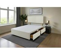 Knight Sleep Emily Divan Bed Base 2 Drawers, with Headboard Naples Fabric in Cream | Size: Double Knight Sleep Cream Double