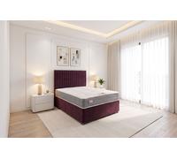 Knight Sleep Emily Divan Bed, No Drawers + Sprung Memory Foam Mattress & Headboard in Aubergine | Size: Small Single Knight Sleep Aubergine Small Single