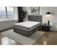 Knight Sleep Emily Divan Bed, No Drawers + Sprung Memory Foam Mattress & Headboard In Charcoal Charcoal