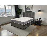 Knight Sleep Emily Divan Bed, No Drawers + Sprung Memory Foam Mattress & Headboard in Charcoal | Size: Single Knight Sleep Charcoal Single