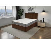 Knight Sleep Emily Divan Bed, No Drawers + Sprung Memory Foam Mattress & Headboard in Chocolate | Size: Small Single