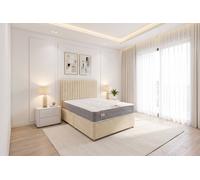 Knight Sleep Emily Divan Bed, No Drawers + Sprung Memory Foam Mattress & Headboard In Cream Cream