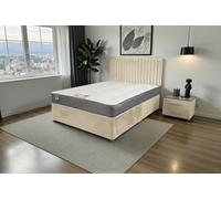 Knight Sleep Emily Divan Bed, No Drawers + Sprung Memory Foam Mattress & Headboard in Cream | Size: Single Knight Sleep Cream Single
