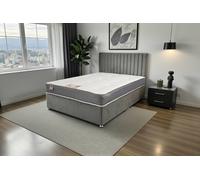 Knight Sleep Emily Divan Bed, No Drawers + Sprung Memory Foam Mattress & Headboard In Grey Grey