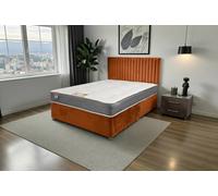 Knight Sleep Emily Divan Bed, No Drawers + Sprung Memory Foam Mattress & Headboard in Orange | Size: King