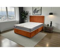 Knight Sleep Emily Divan Bed, No Drawers + Sprung Memory Foam Mattress & Headboard in Orange | Size: Small Single Knight Sleep Orange Small Single