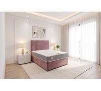Knight Sleep Emily Divan Bed, No Drawers + Sprung Memory Foam Mattress & Headboard In Pink Pink