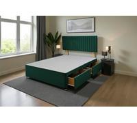 Knight Sleep Emily Emerald Plush 4Ft Divan Bed Base With 2 Drawers & Headboard - Small Double