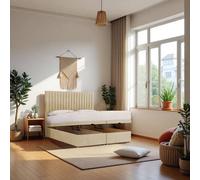 Knight Sleep Emily End Opening Ottoman & Mattress + 24" Headboard in Cream | Size: King