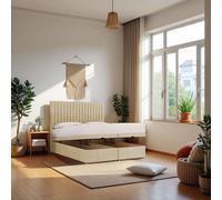 Knight Sleep Emily End Opening Ottoman & Orthopaedic Mattress + 24" Headboard in Cream | Size: King Knight Sleep Cream King