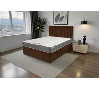 Knight Sleep Emily Mocca Plush 4Ft6 Bed Set With Orthopaedic Mattress, No Drawers & 24"headboard - Double