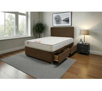 Knight Sleep Emily Mocca Plush 5Ft Bed Set With Mattress, 2 Drawers Same Side & 24"headboard - King Size