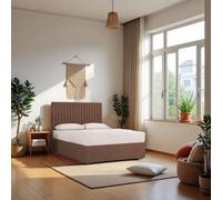 Knight Sleep Emily Mocca Plush 5Ft Bed Set With Orthopaedic Mattress, No Drawers & 24"headboard - King Size