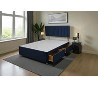 Knight Sleep Emily Navy Plush 2Ft6 Divan Bed Base With 2 Drawers & Headboard - Small Single