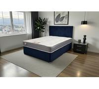 Knight Sleep Emily Navy Plush 4Ft6 Bed Set With Orthopaedic Mattress, No Drawers & 24"headboard - Double