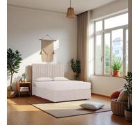 Knight Sleep Emily No Draw Divan Bed Base with Headboard Plush Velvet in Cream | Size: Single Knight Sleep Cream Single